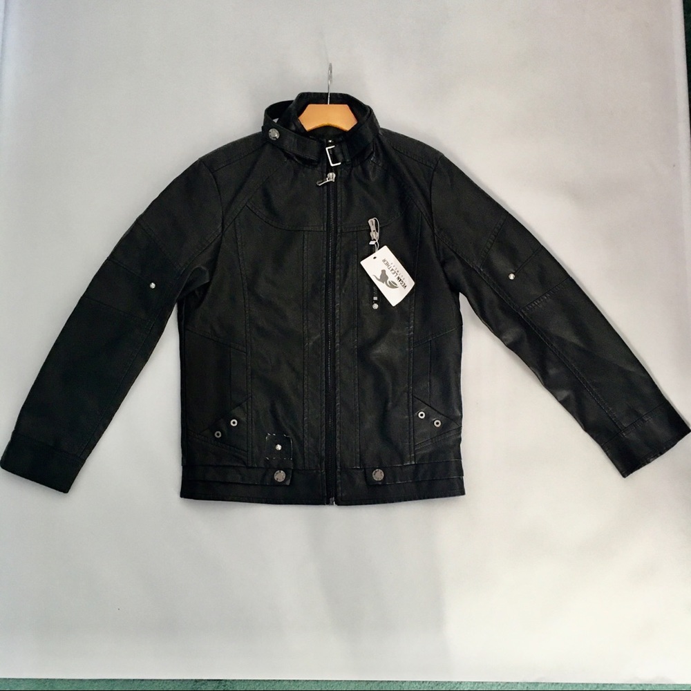 NWT- VEGAN BLACK LEATHER JACKET
